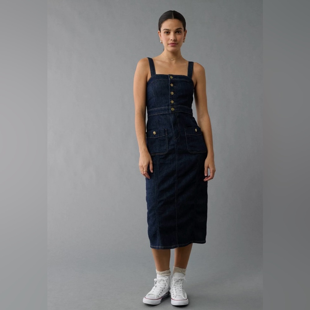 American Eagle Women’s Sz Small Button-up Denim Midi Dress